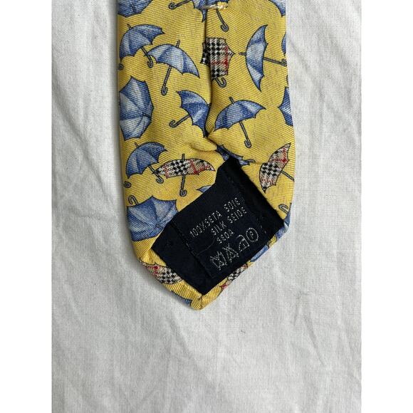 5-20 BURBERRY Men's Tie Umbrellas Yellow/Blue 100% Silk - Picture 5 of 5